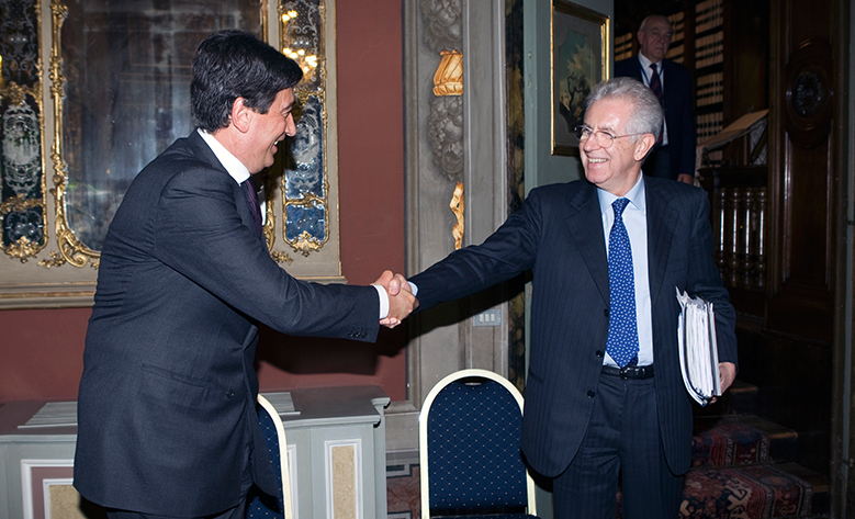 Incontro tra Mario Monti e Giacomo Basso, Presidente di Casartigiani