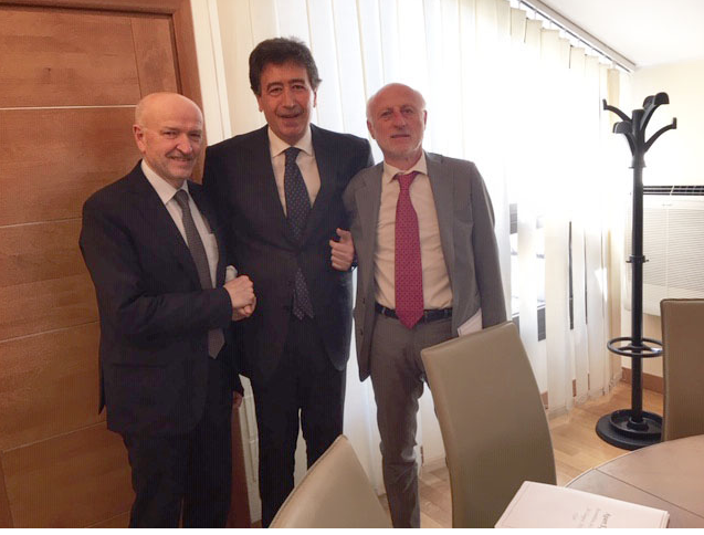 Il Presidente Giacomo Basso con Vaccarino e Merletti